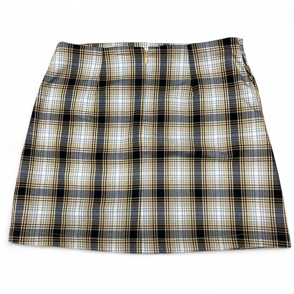 URBAN OUTFITTERS Women's Yellow/Black Plaid Back-Zip Mini Skirt Size Large - Picture 4 of 10